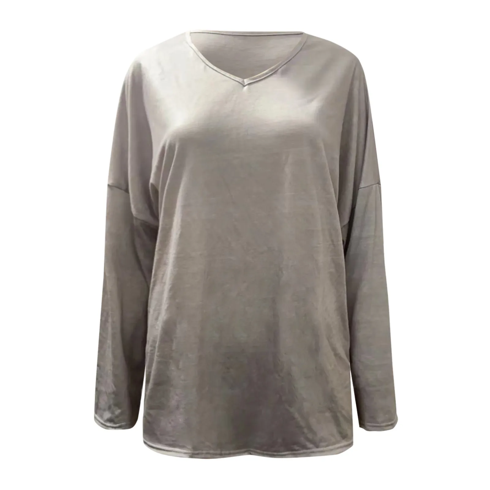 

Women Autumn Clothing Print T-shirt Casual V-neck Long-sleeved Loose