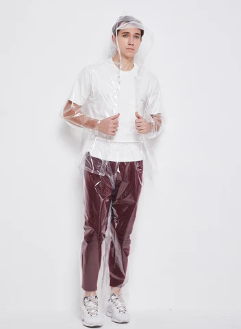 Прозрачный пластиковый дождевик mehonest для взрослых, модный, хорошего качества, для мужчин и женщин, уличная куртка со штанами, 3 размера