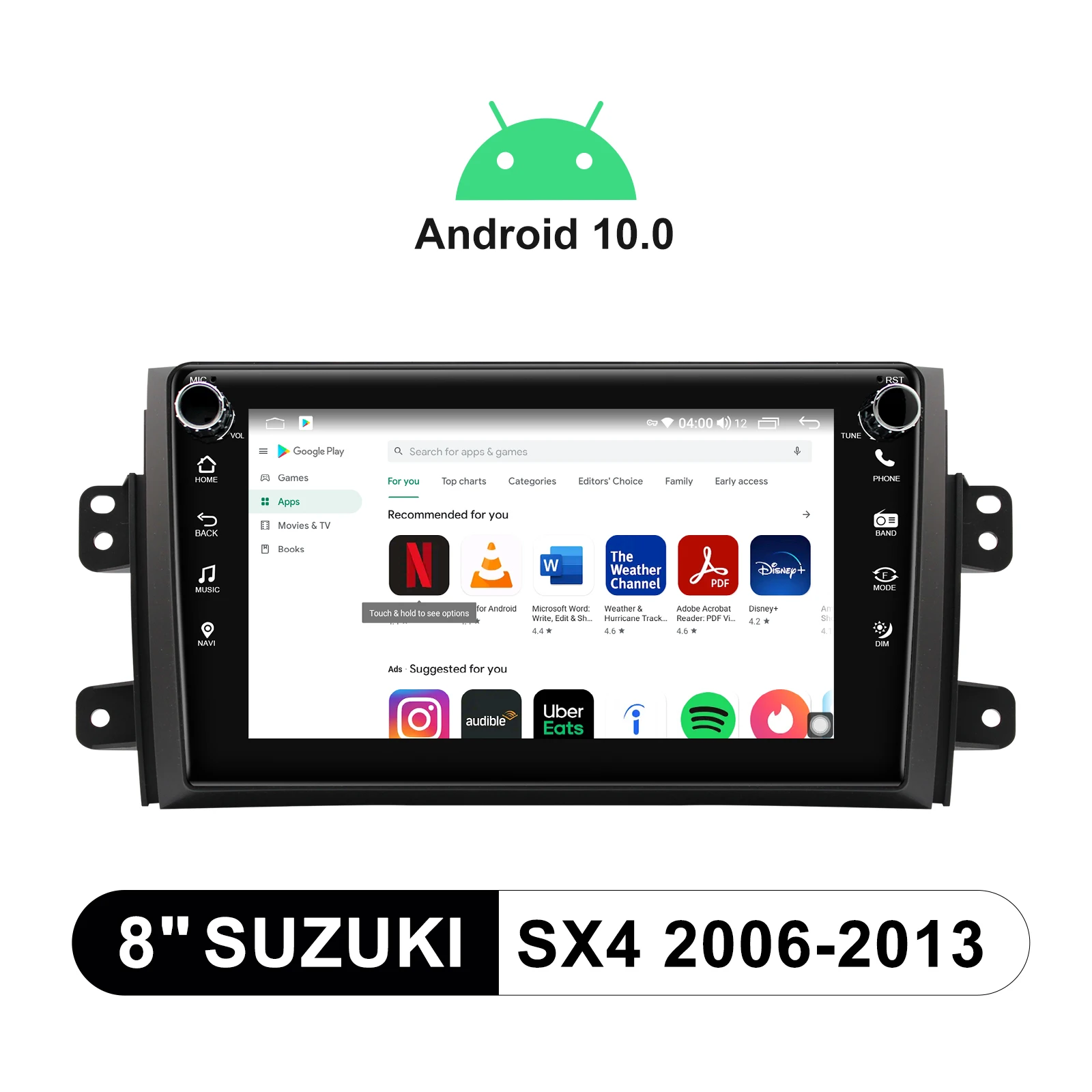 Lecteur multimédia pour Suzuki SX4 1280 – 720, 8 pouces, IPS, système Android 10.0, Bluetooth 5.1, GPS, caméra de sauvegarde, 2006x2013 p