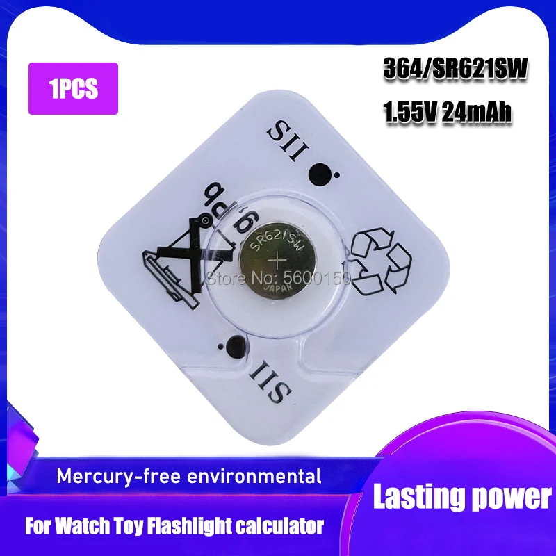 

1Pc FOR SEIZAIKEN 621 AG1 LR621 sr621sw 364A 1.5V LR60 Silver Oxide Button Cell Battery For Watch Electronic Calculator