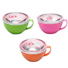 Миска для лапши быстрого приготовления из нержавеющей стали с двойной крышкой и ручкой, чашки для лапши, рамен, суповая миска, изолированная свежая коробка для риса