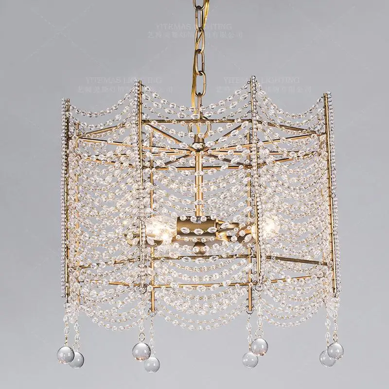 Французская хрустальная люстра 3 светильник уникальный дизайн из бисера