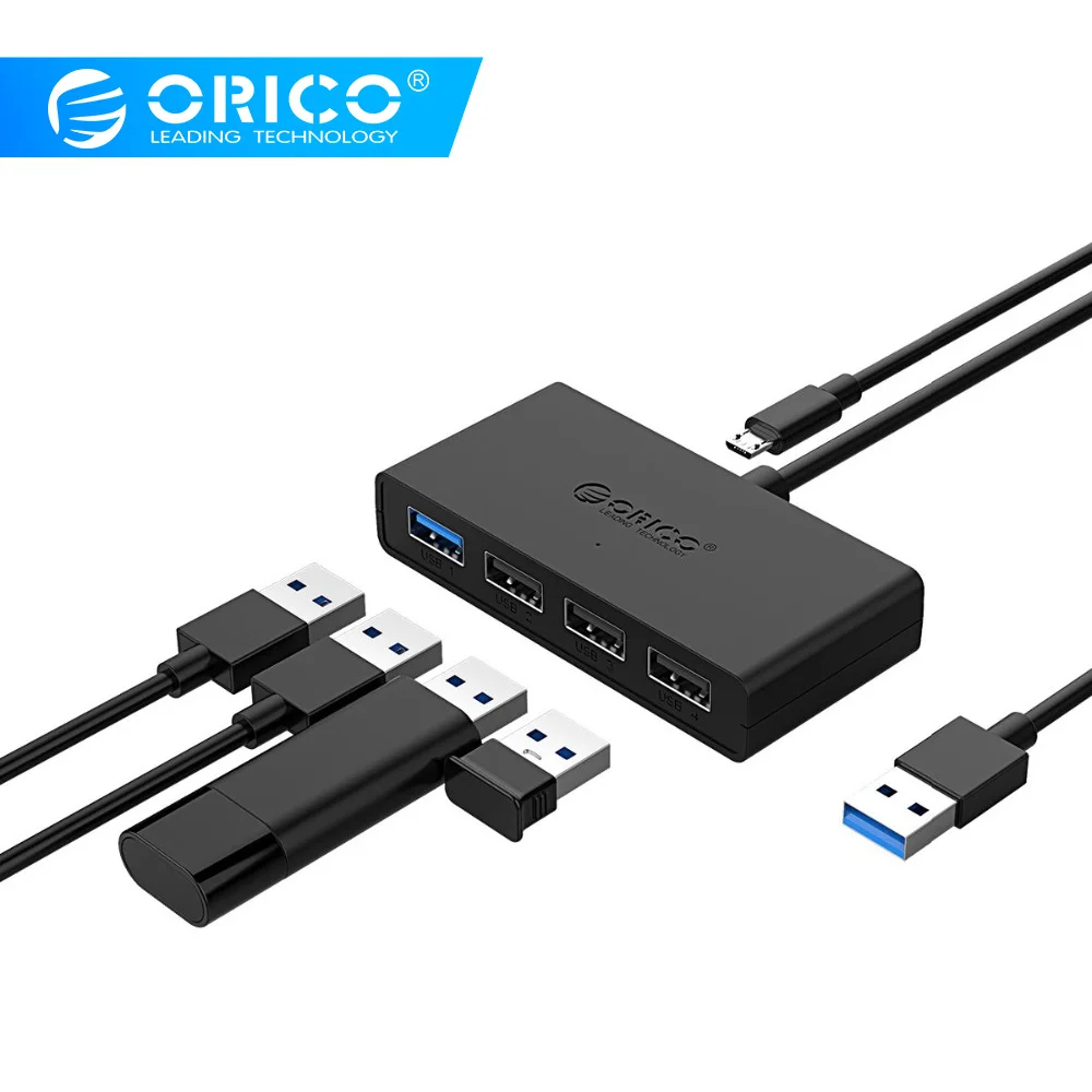 ORICO USB2.0 *3 USB3.0 *1 Port HUB Super Speed USB Micro Charging Hub OTG Splitter for Phone Macbook Laptop PC Tablet | Компьютеры и