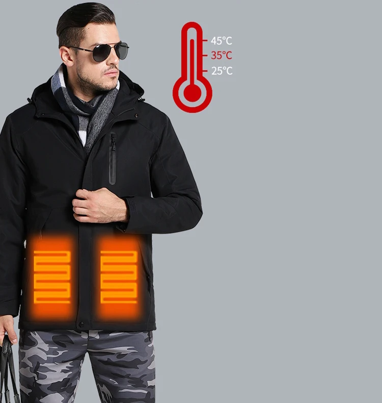 

New men's and women's winter thickening USB smart heating cotton jacket outdoor waterproof windbreaker hiking camping hiking mou