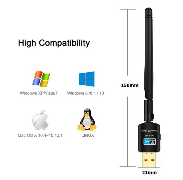 ThousnadX USB WI FI адаптер 600 Мбит/с wi fi телевизионные антенны пк сетевой карты Dual Band 2 4 + 5 8