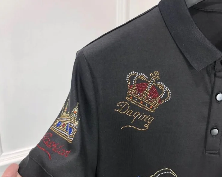 

summer new arrival brand famous crown embroidery print tee t shirt for men punk style