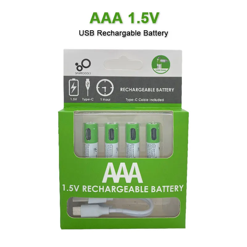 

NEW AAA battery 1.5V 366mAh/550 mWh AAA rechargeable li-ion batteries USB rechargeable for Remote control wireless mouse + Cable