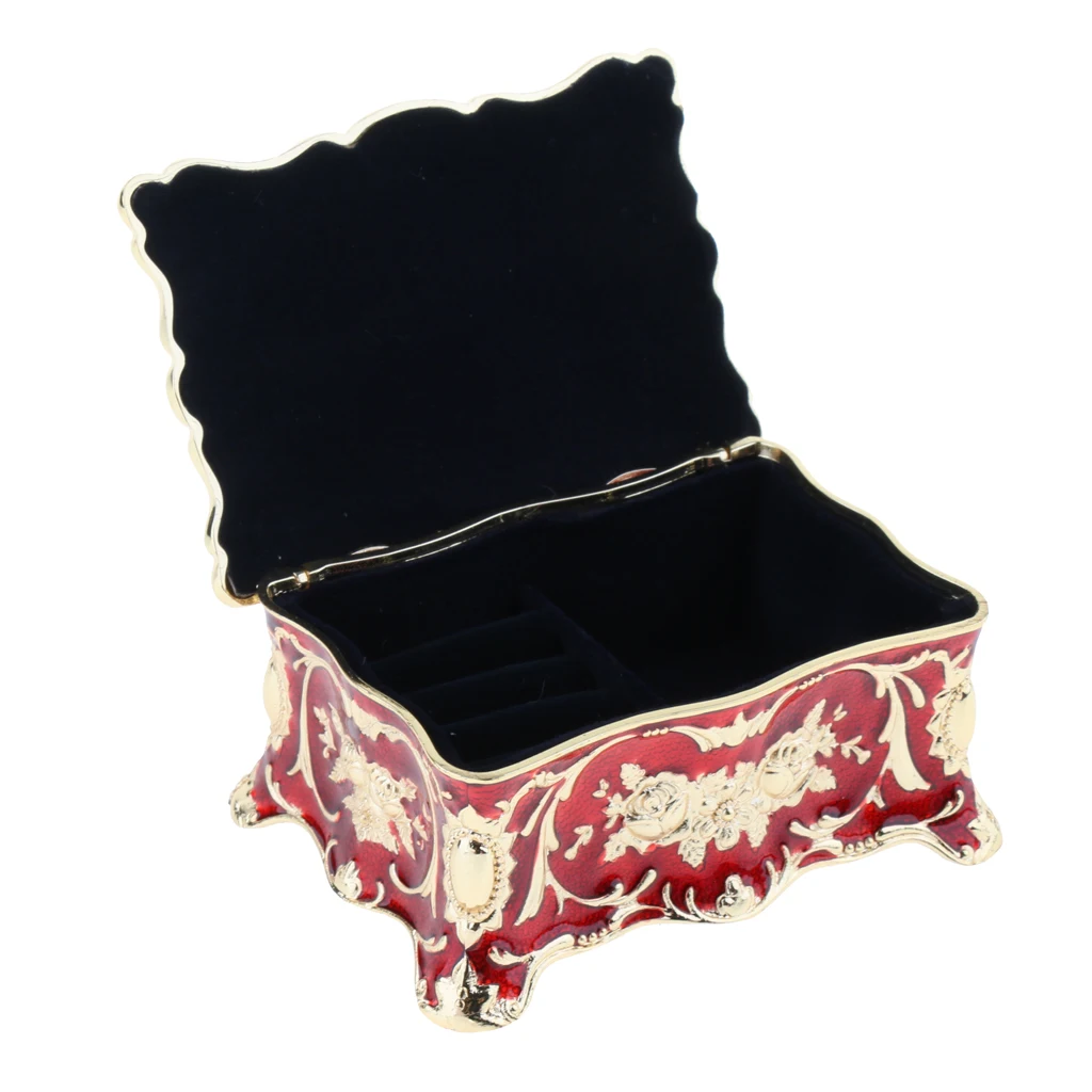 

Ornate Finish Vintage Floral Metal Jewelry Box Gift Storage Table Organizer
