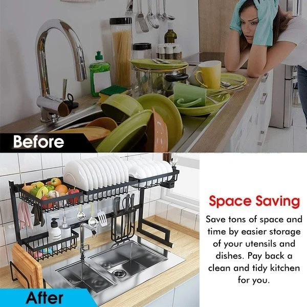 Нержавеющая сталь над раковиной сушилка для посуды полка кухни столешница