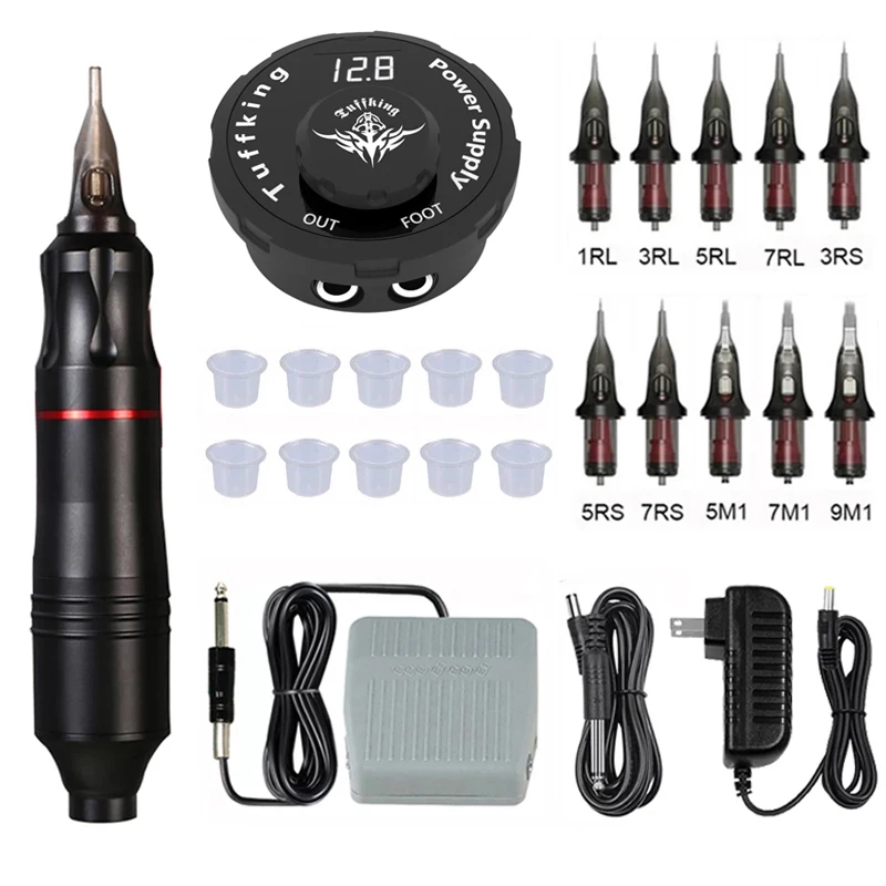 

Профессиональный набор для тату-машинки, мощная Вращающаяся ручка с картриджами, иглы для перманентного макияжа, микроблейдинга, принадлежности для татуировок