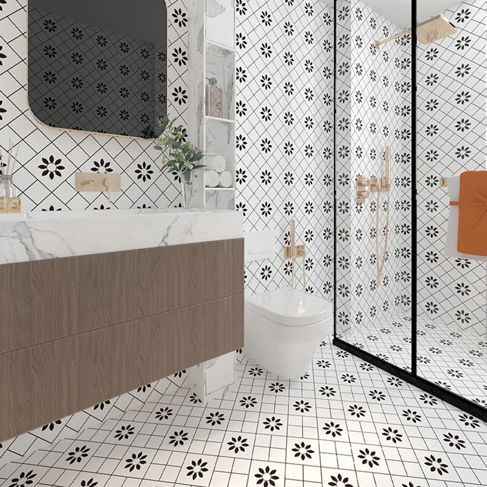 

New toilet non slip floor tile waterproof sticker background wall decoration wall sticker kitchen floor mat self-adhesive