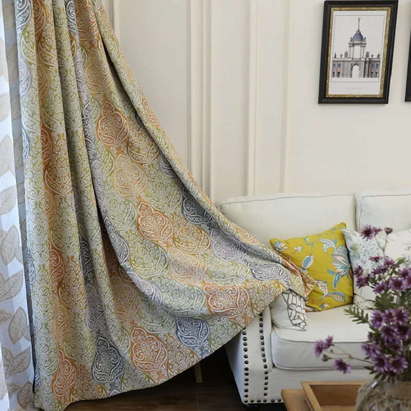 

European American style environmental protection retro printing curtains for living room bedroom study blackout curtains custom