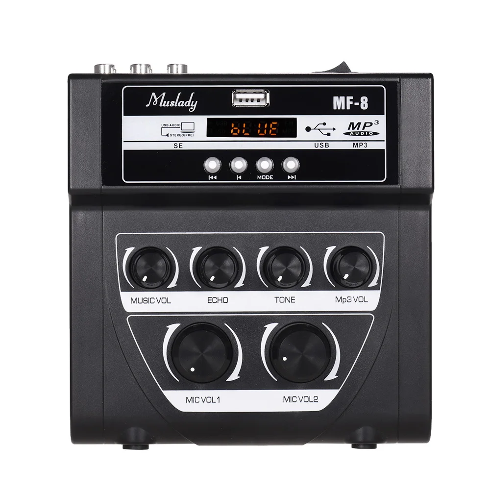 Muslady MF-8 мини караоке DJ микшер стерео эхо смесители Двойной микрофонных входов