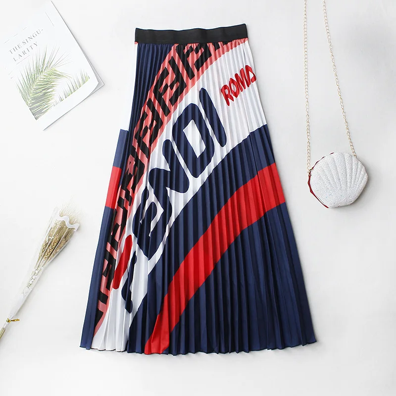 Шифоновая юбка с цветочным принтом плиссированные юбки средней длины эластичной