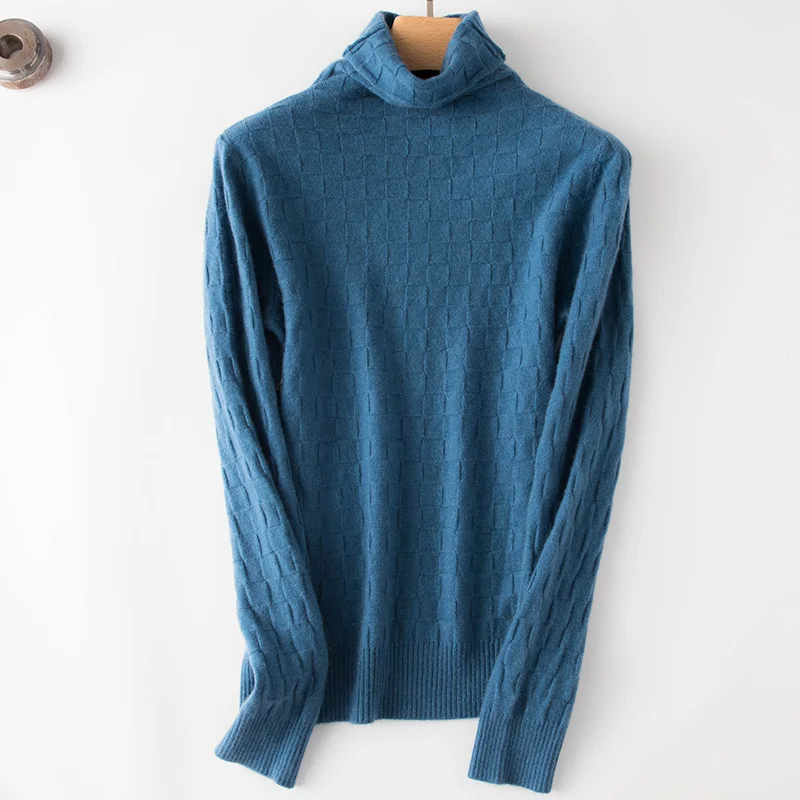 Кашемировый свитер женский модный вязаный с высоким воротником пуловер женские