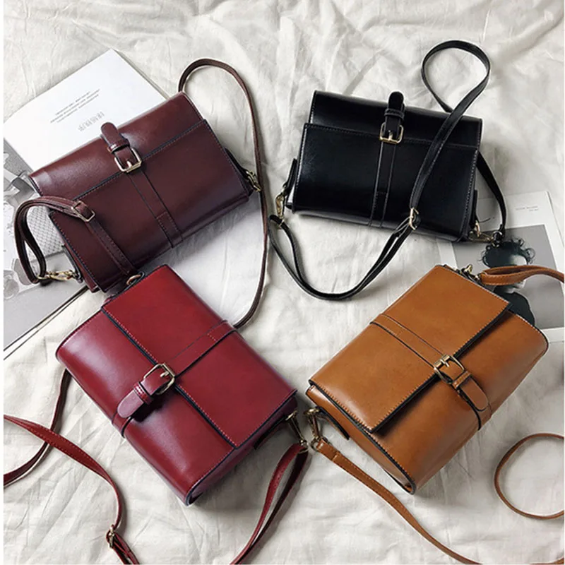 

New 2021 Korea Simple Vintage Women Shoulder Bag Solid Small Hasp Leisure Flap Bag Female Day Clutches Leather Crossbody Bag