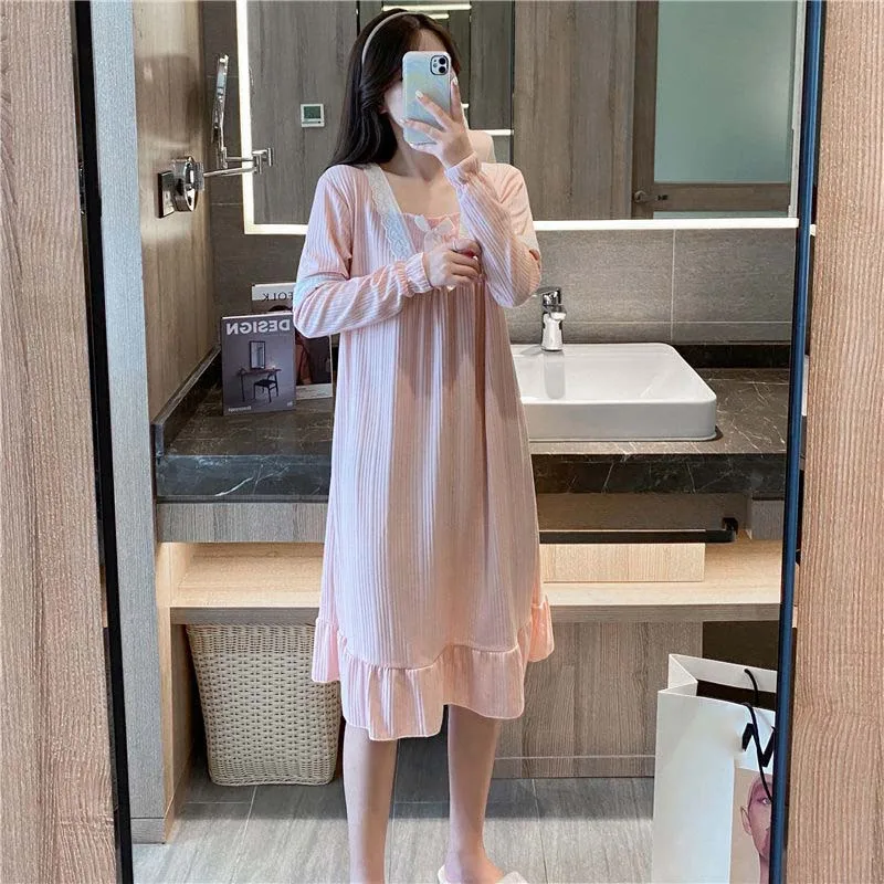 Женская свободная ночная рубашка для беременных с квадратным вырезом