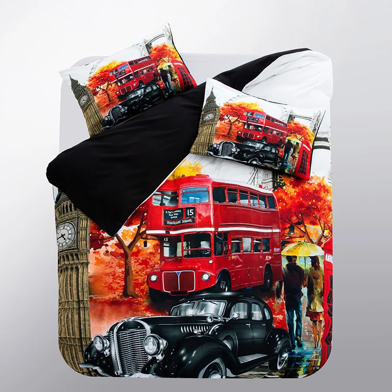 

Комплект постельного белья в классическом стиле Big Ben Paris street Classic car fashion Франция 2/3 шт. Мягкий Пододеяльник Набор наволочек