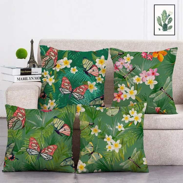 

1 Pcs Green Leaf Flower Cotton Linen Throw Pillow Cushion Cover Car Home Sofa Bed Decorative Pillowcase Funda Cojin Pillows T252