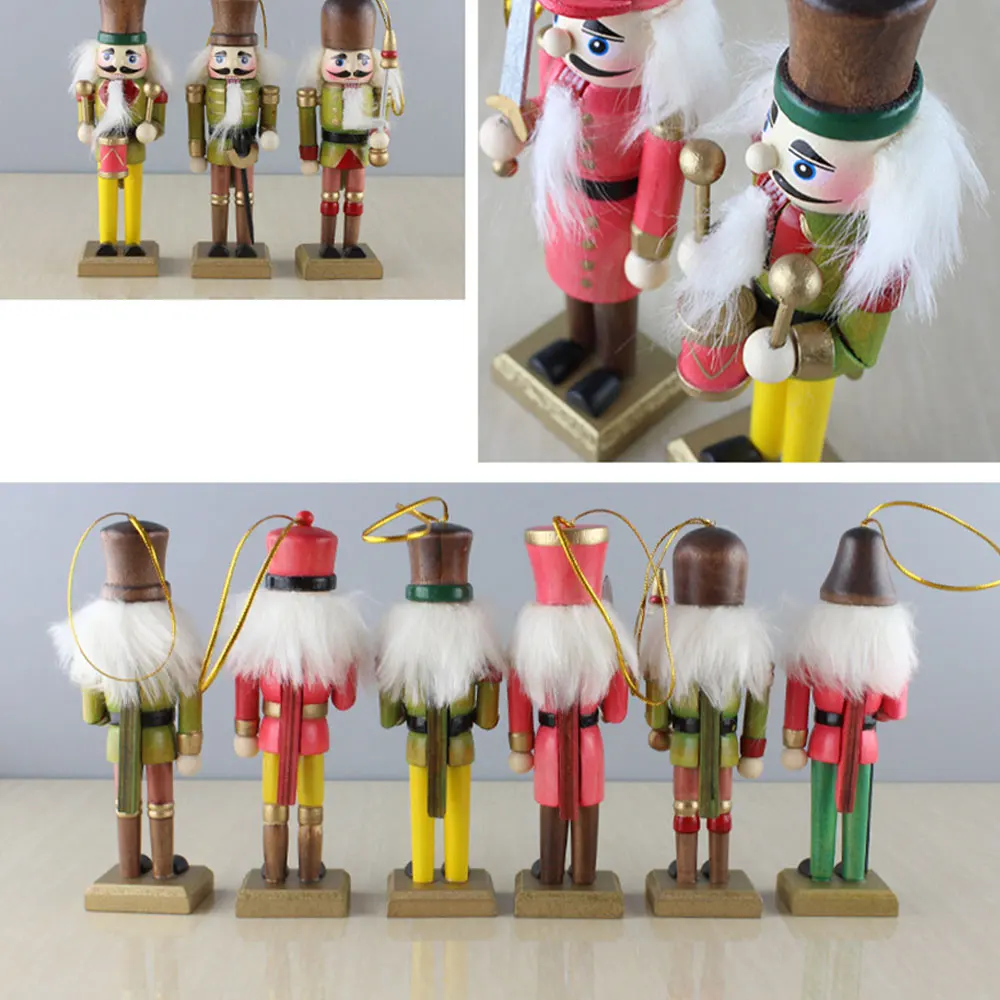 6 Pcs Wooden Doll Soldier Puppet Miniature Figurines Vintage Handcraft New Year Christmas Ornaments Home Decor | Дом и сад