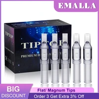 emalla 100pcs ft tattoo tips tubes 579111315f clear grey short disposable flat magnum tips tattoo machine needles supplies