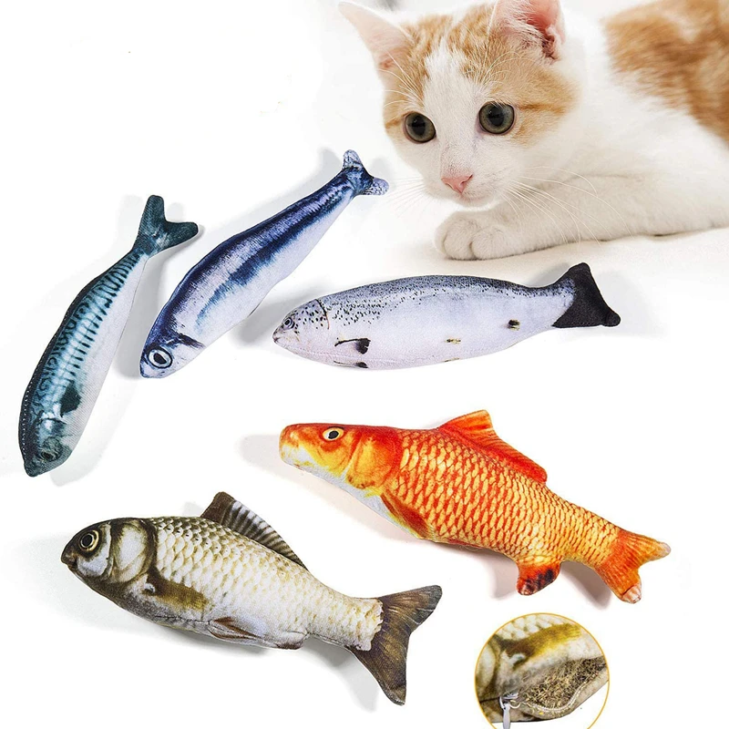 

Catnip Plush Simulation Fish-filled Cotton Cat Interactive Chewing Toy