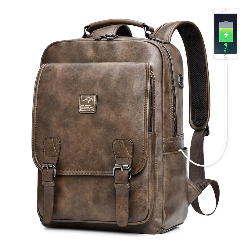 

Mannen Retro Lederen Rugzak Multifunctionele Grote Capaciteit Mannen Tas Rugzak Waterdichte Laptop Rugzak