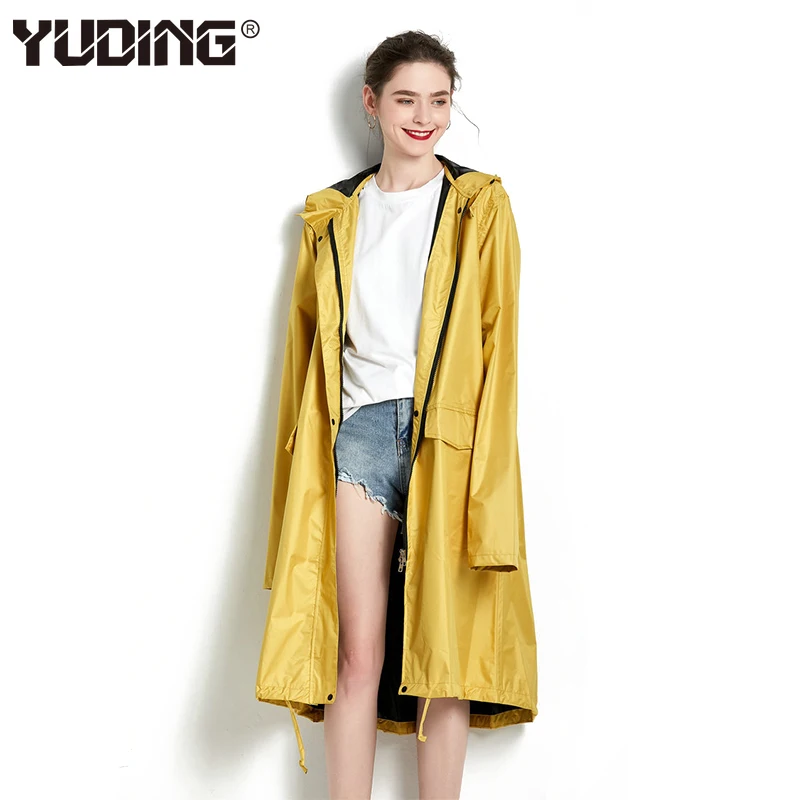 Yuding желтый женский плащ Легкий Портативный Женский дождевик непромокаемый пончо
