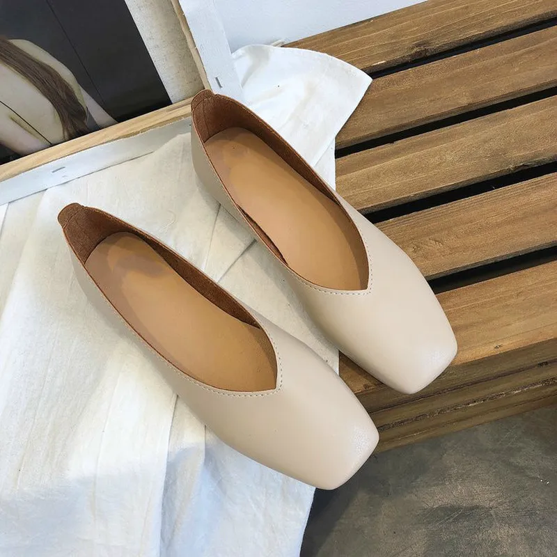 Женские туфли Весна-лето Кожаные Туфли-балетки Женская обувь без каблука балетки