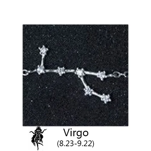 Virgo Trustdavis Настоящее 925 пробы Серебряный Кристалл Телец Козерога Скорпион 12 Созвездие браслет для женщин Свадебные украшения - Окраска металла: Virgo
