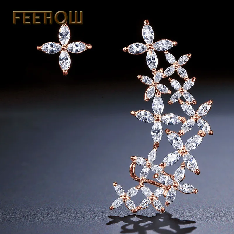 FEEHOW Milky Way Marquise серьги с фианитом куртки блестящий белый цветок со стразами