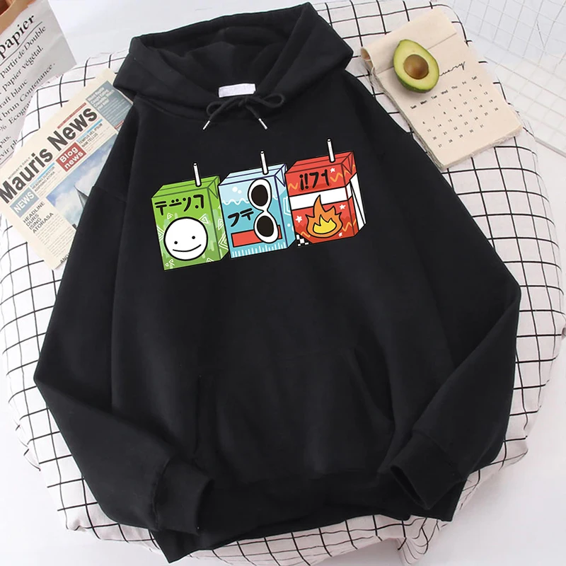 

Dream Team Juice Boxes Hoodie Dream Smp Aesthetic Oversized Sweatshirts Womens Unisex Graphic Long Sleeve Clothes Harajuku Tops