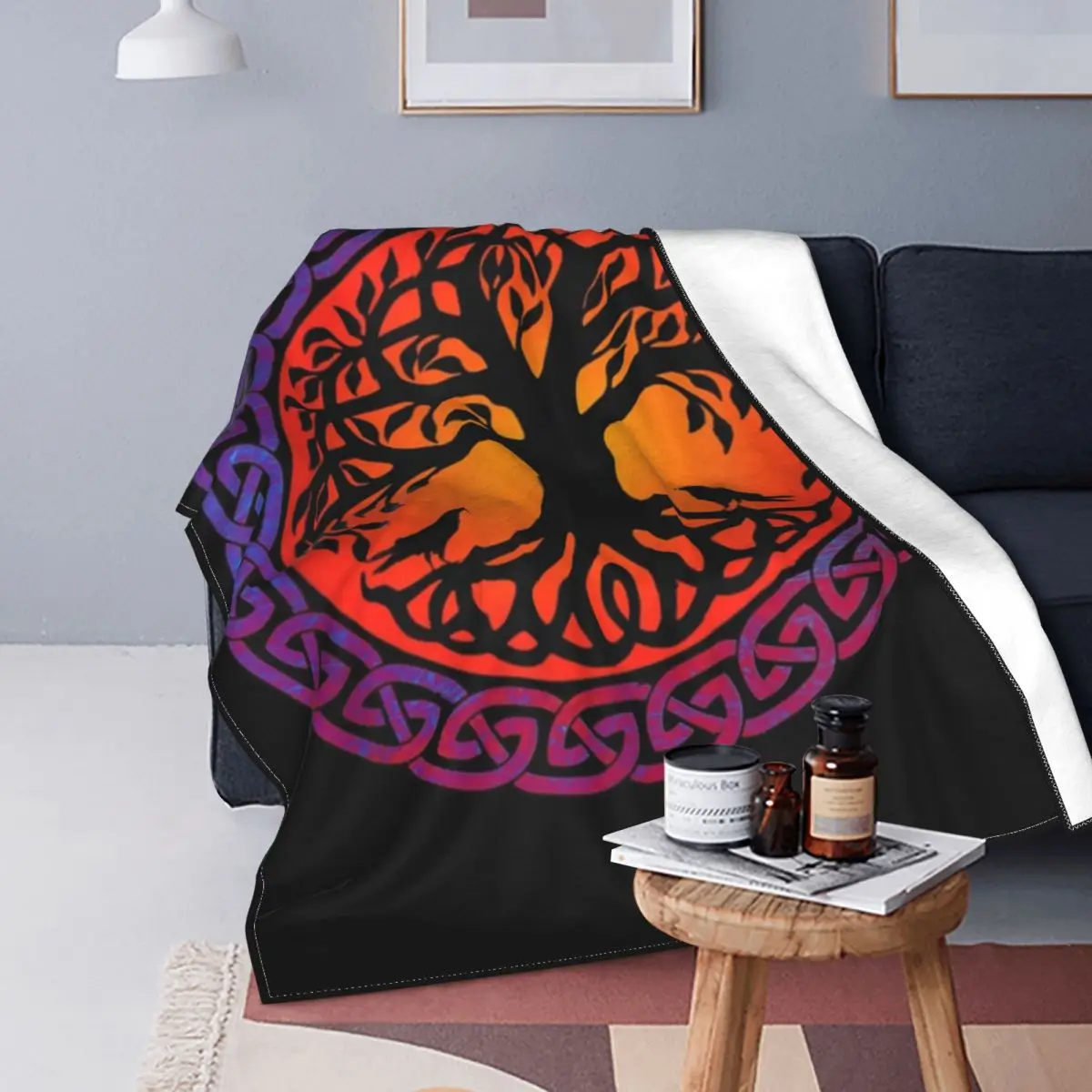 

Vikings Yggdrasil World Tree The Sun Ravens Hugin Blanket Velvet Autumn/Winter Warm Throw Blankets for Bed Car Bedspreads
