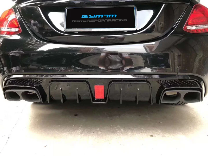 B Стиль PP материал бампер яркий черный задний диффузор выхлопная труба для BENZ C