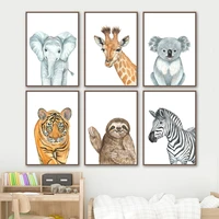 animal nursery wall art canvas painting elephant giraffe tiger zebra koala posters and prints wall pictures baby kids room decor