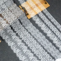 embroidered flower eyelash lace trim 15meters jaquard black off white diy dress sewing craft l239