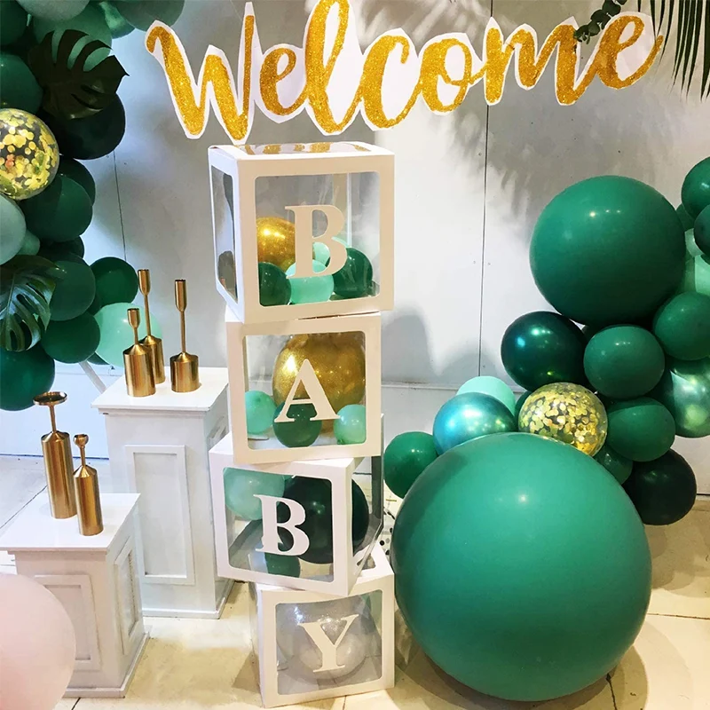 

Прозрачная коробка с именем, буквами, шары, украшения для будущей матери, первый день рождения, воздушные шары, украшение вечерние ринки, под...