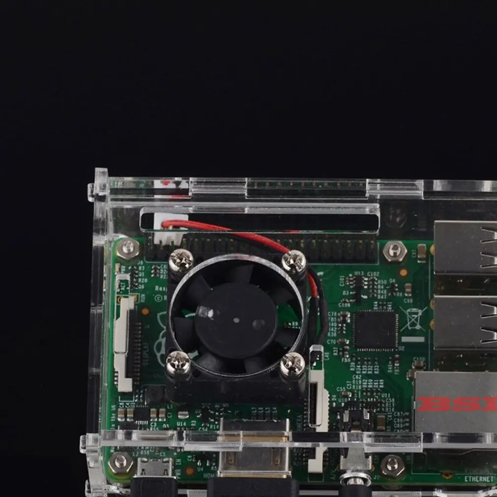 Корпус Raspberry Pi с вентилятором 2/3 поколения Raspberry Pi Модель 3b+ акриловая сборка шасси коробка