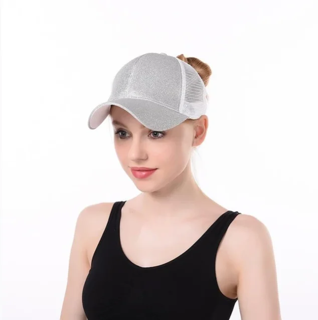 Бейсболка YLWHJJ Женская в сеточку модная кепка с открытой спиной и блестками для