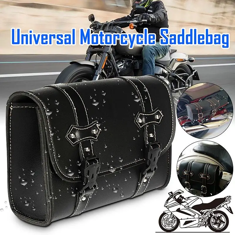 

Motorcycle Saddle Bags Leather Side Storage Luggage Bag Fork Tool Pouch Saddlebags Universal For Honda/Yamaha/Suzuki/Kawasaki