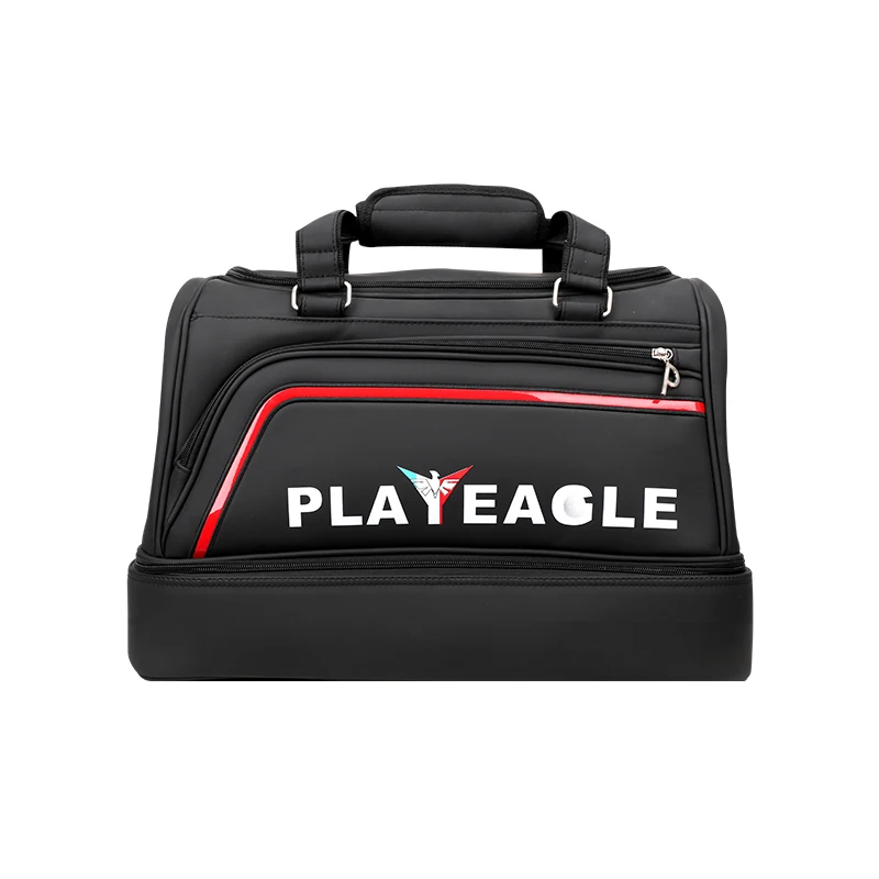PLAYEAGLE Large Capacity Golf Clothing & Shoes Boston Bag with Long Strap/Hand-holding Waterproof Matte PU Travel Duffle Bag