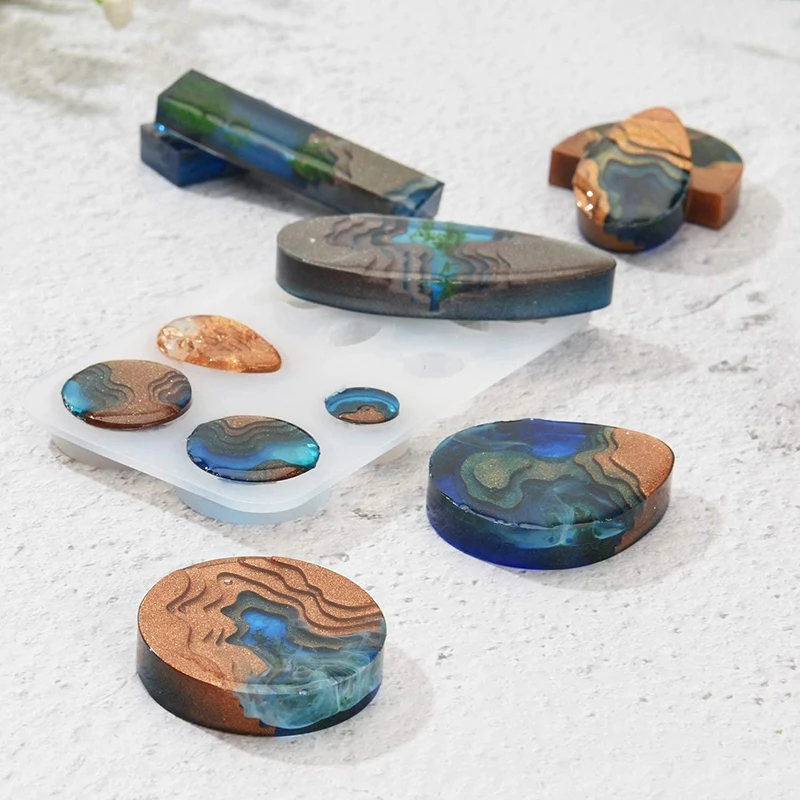 Island Resin Silicone Molds 4PCS Ocean Style Jewelry Epoxy with 100Pcs Screw Eye Pins for Pendant | Украшения и аксессуары