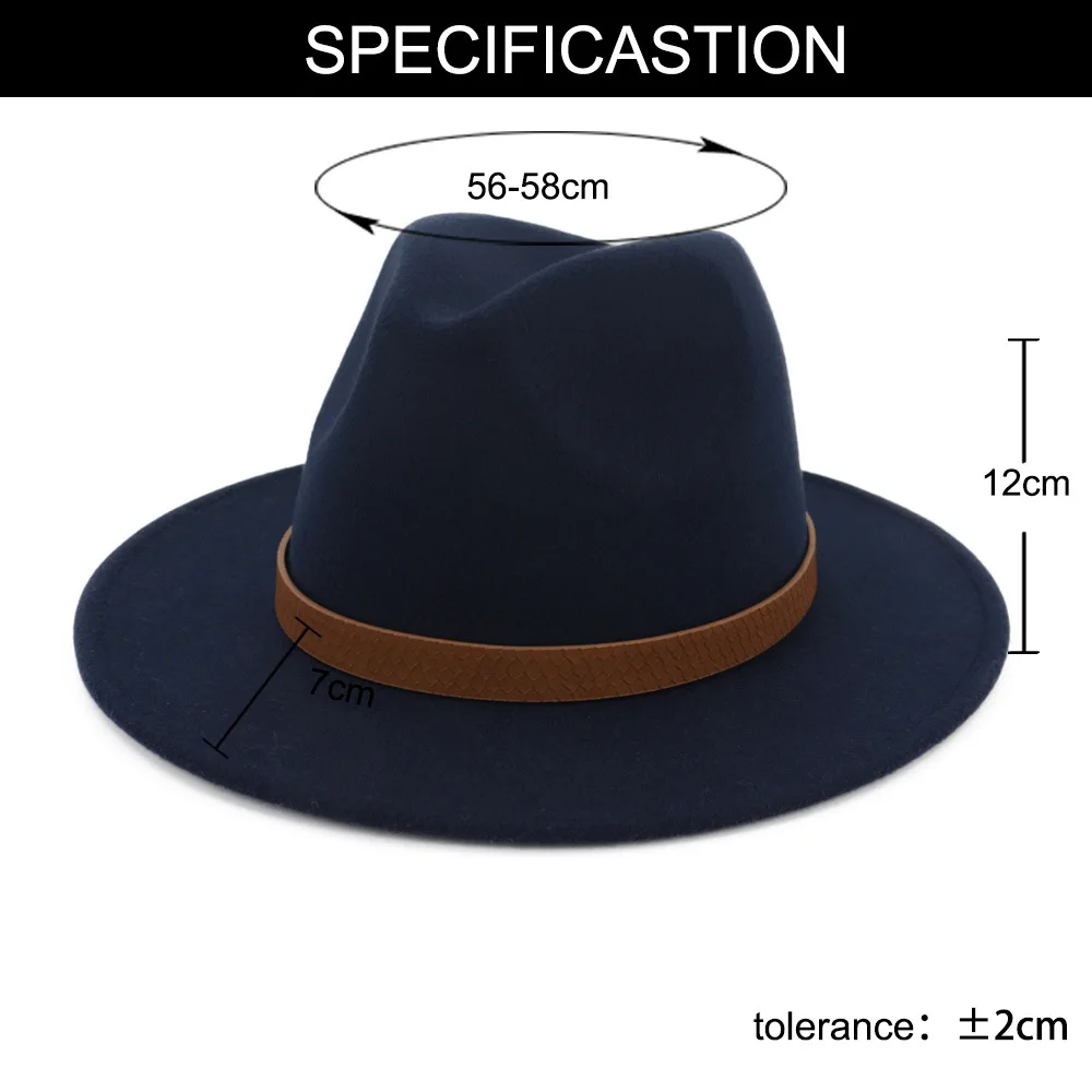 Фетровая шляпа-федора с широкими полями 56-58 см для мужчин и женщин в британском