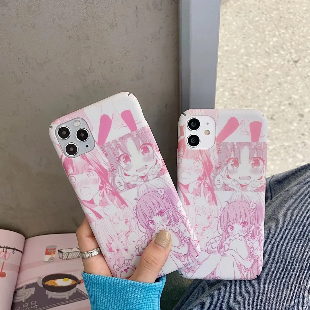 

Japan Anime Comic Girl Hugging Pillow Phone Case For iPhone 7 8 Plus 11 12 Pro X XS Max Xr Cute Girl Action Cover Fundas