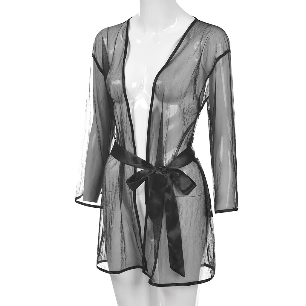 Женское кружевное нижнее белье Ночное пижама банный халат пеньюар женский для