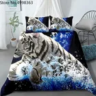 Комплекты постельного белья для подростков с изображением животных, пододеяльник с 3D принтом льва, тигра, кровать, пододеяльник, мягкое покрывало, Двухслойное, королевское, 23 шт.