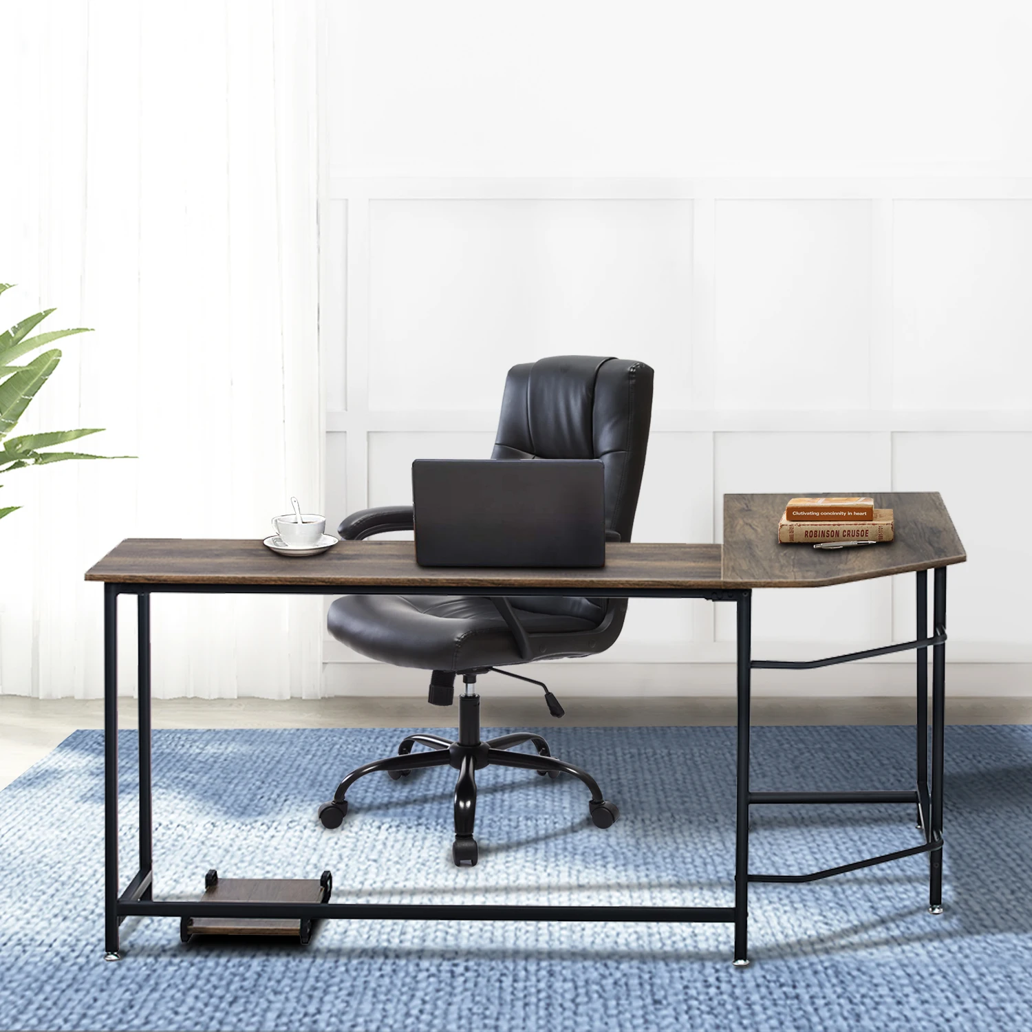 

L Shaped Office Desk Computer Table Steel Structure Laptop Desk Home Furniture Modern Table