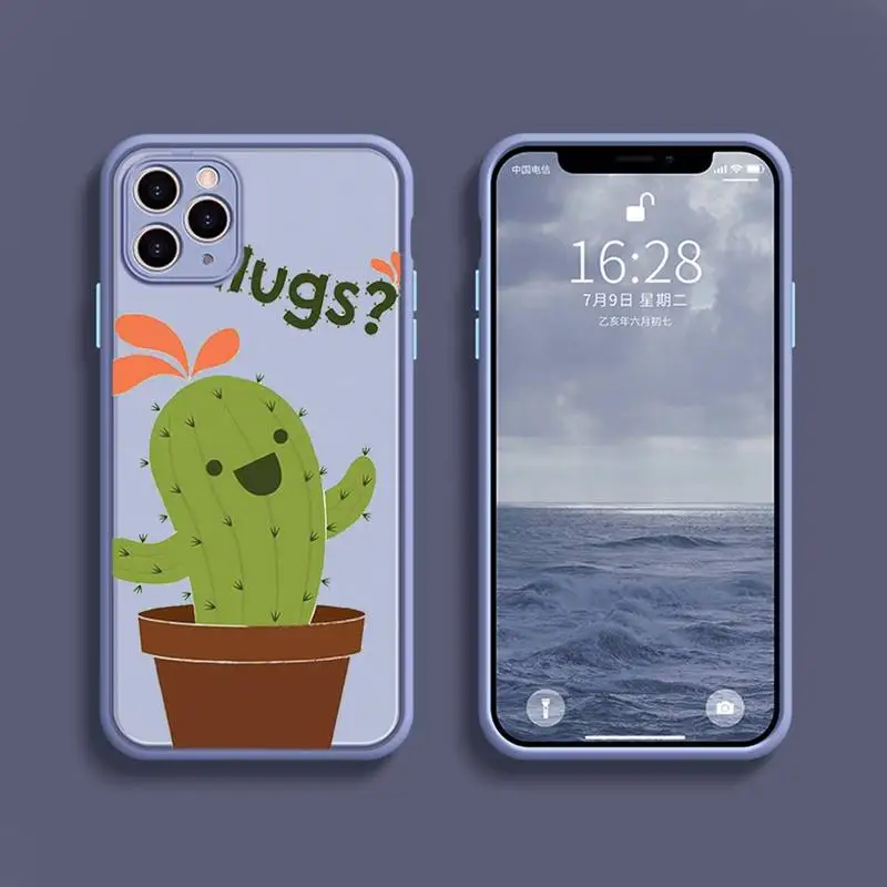 

Cactus Series Phone Case Transparent Matte For IPhone 7 8 11 12 S Mini Pro X XS XR MAX Plus Cover Shell