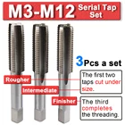 Метрические метчики из быстрорежущей стали, M3 M4 M5 M6 M8 M10 M12 дюйма, 3 шт.