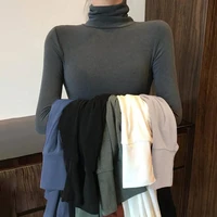 turtleneck long sleeved tops autumn winter elegantes t shirt women 2021 korean tops velvet kpop clothes brown white black